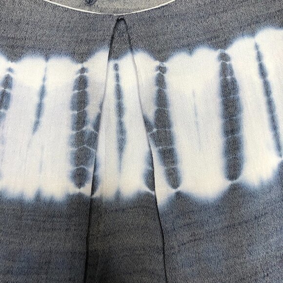 A. BYER - High-Low Navy Blue & White Tie Dye Striped Scoop Neck Top - Size Large - Picture 3 of 8
